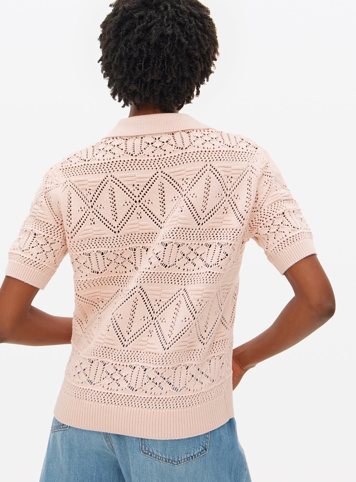Pink Pointelle Collared Top 14 - Image 4 thumbnail